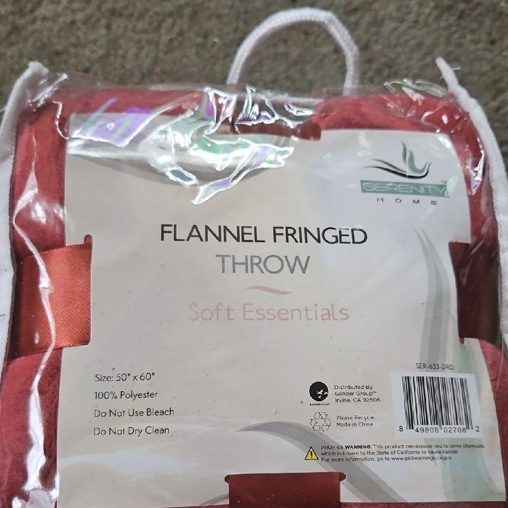 Serenta Home Red Flannel Fringed Throw